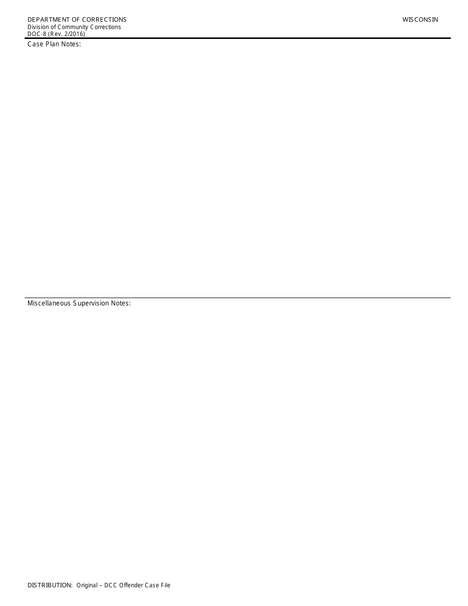 Form DOC-8 Offender Report Form - Wisconsin, Page 2