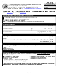 Form TR-WM-102 Aboveground Tank System Installer Examination Application - Wisconsin