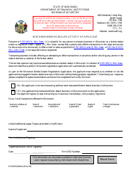 Document preview: Form DFI/DOS/BDAA Wisconsin Broker-Dealer Activity of Applicant - Wisconsin