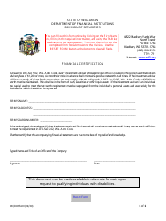 Document preview: Form DFI/DOS/IAFC Financial Certification - Wisconsin
