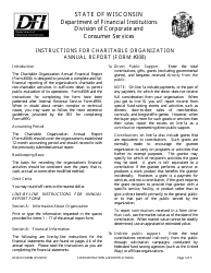 Instructions for Form DFI/DCCS/308 Charitable Organization Annual Report - Wisconsin