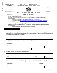 Document preview: Form DFI/DCCS/296 Charitable Organization Application - Wisconsin