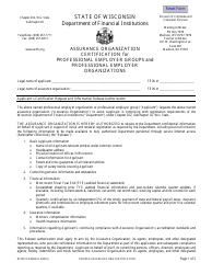 Document preview: Form DFI/DCCS/2854 Assurance Organization Certification for Professional Employer Groups and Professional Employer Organizations - Wisconsin