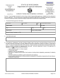 Document preview: Form DFI/DCCS/2252 Convictions and Pending Charges - Wisconsin