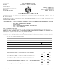 Form DFI/DCCS/2255 Report of Violation Form - Wisconsin