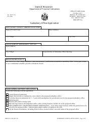 Form DFI/OCU/114E Subsidiary Office Application - Wisconsin