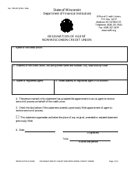 Form DFI/OCU/150 Designation of Agent Non-wisconsin Credit Union - Wisconsin
