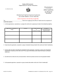 Form DFI/OCU/115E Membership Eligibility Expansion Application - Wisconsin