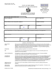 Form DFI/BKG/748 Acquisition of Wi Bank or Wi Bhc Application - Wisconsin