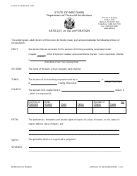 Form DFI/BKG/701 Articles of Incorporation - Wisconsin