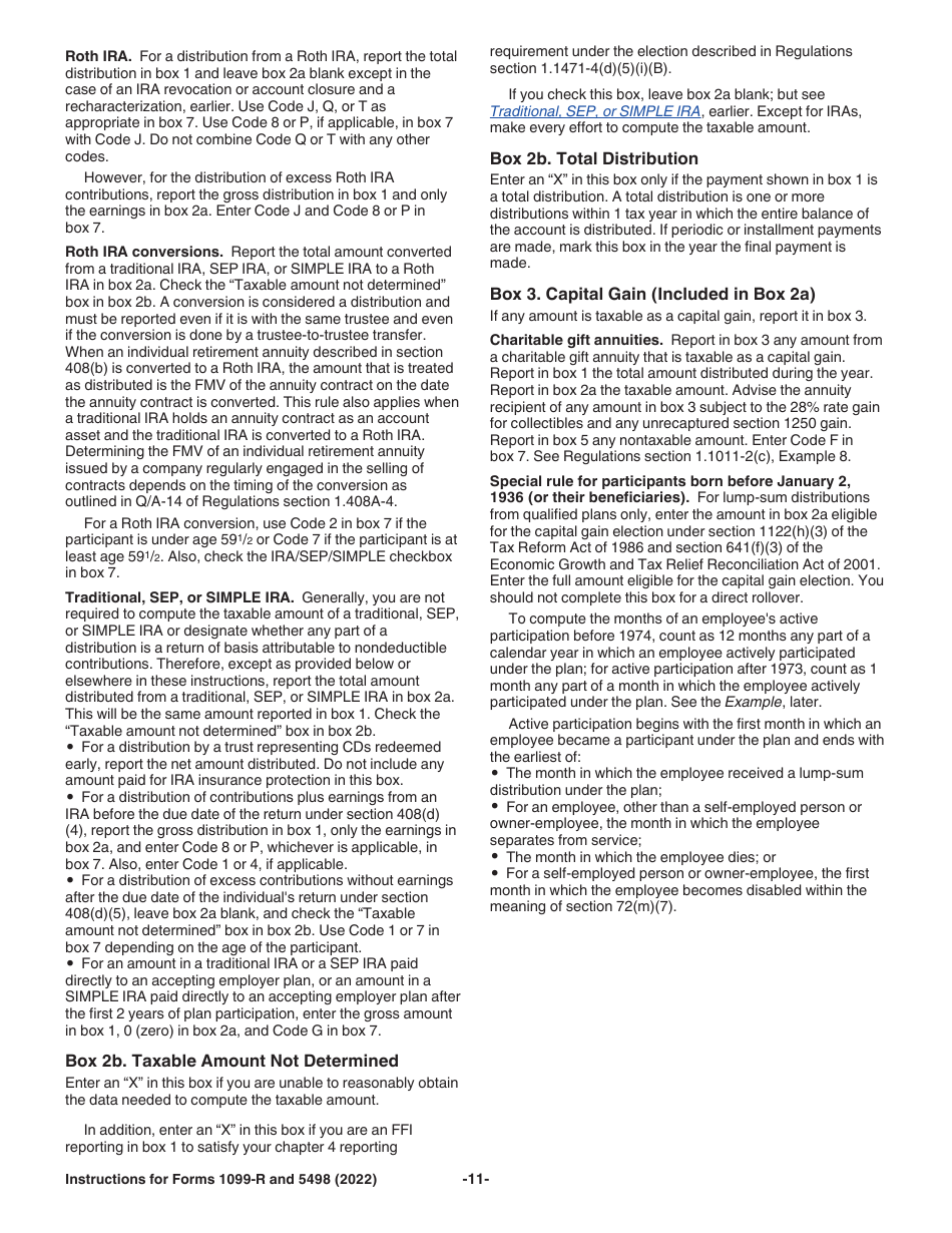 Instructions for IRS Form 1099-R, 5498, Page 11