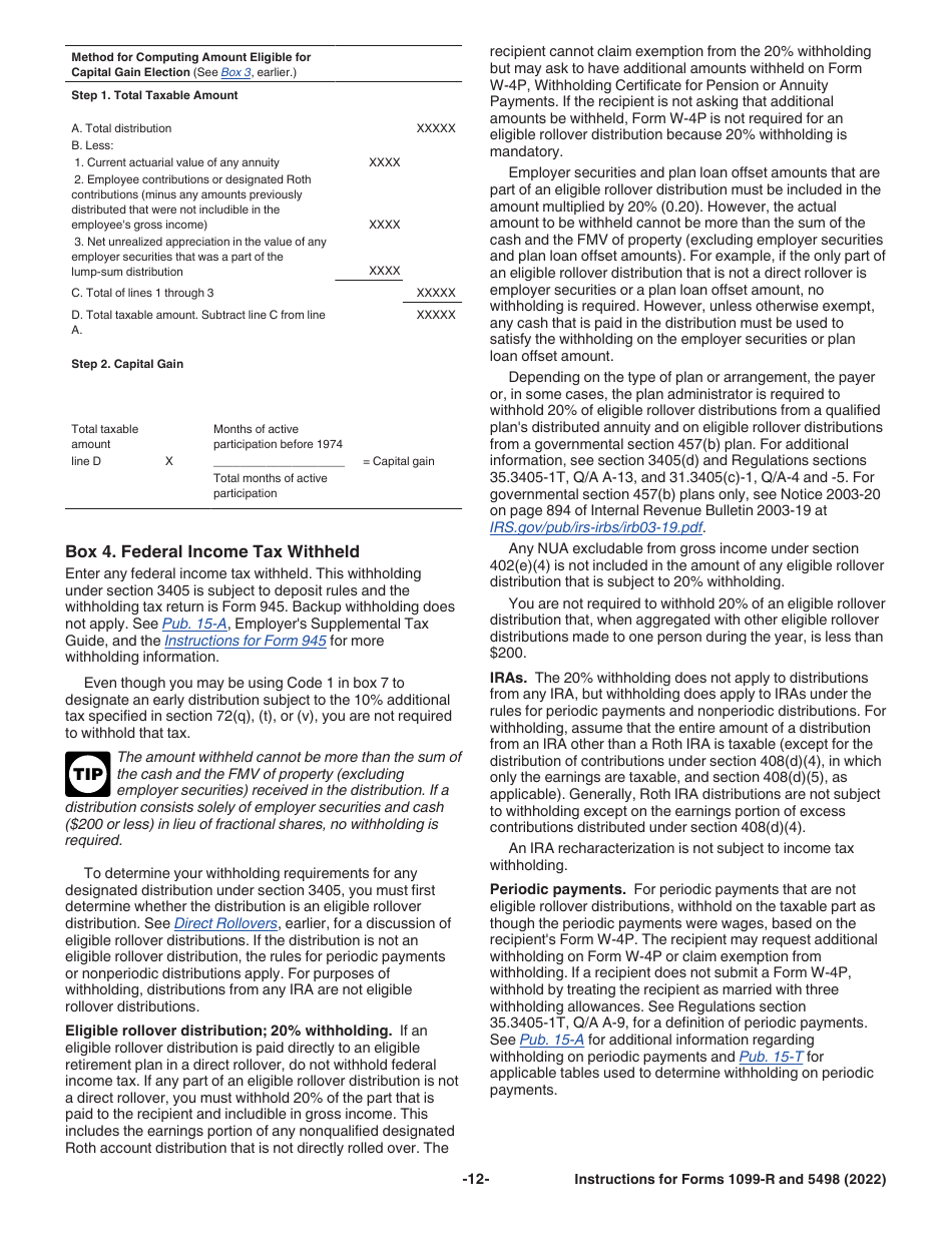 Instructions for IRS Form 1099-R, 5498, Page 12