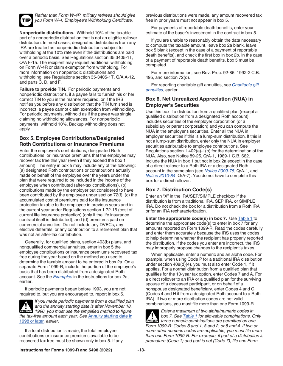 Instructions for IRS Form 1099-R, 5498, Page 13