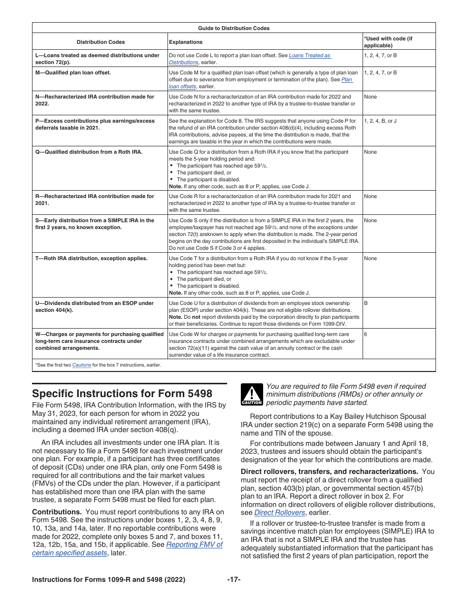 Instructions for IRS Form 1099-R, 5498, Page 17