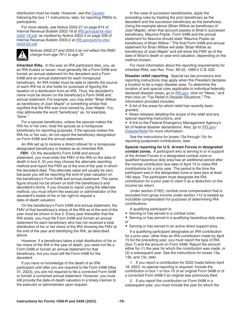 Instructions for IRS Form 1099-R, 5498, Page 19