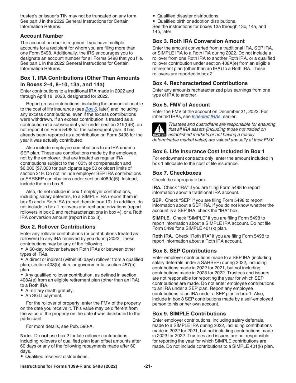 Instructions for IRS Form 1099-R, 5498, Page 21