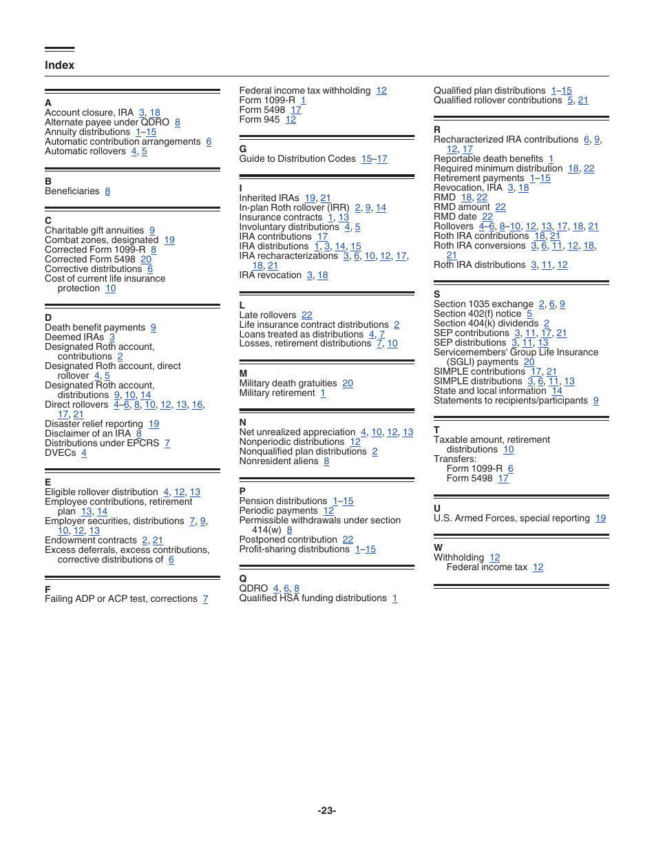 Instructions for IRS Form 1099-R, 5498, Page 23