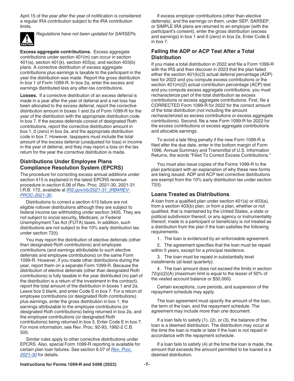 Instructions for IRS Form 1099-R, 5498, Page 7