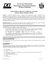 Form DFI/LFS/200 Adjustment Service Company License Application - Wisconsin