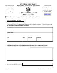 Form DFI/LFS/310 Loan Company Office Application - Wisconsin, Page 3