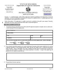 Form DFI/LFS/810 Payday Lender Office Application - Wisconsin