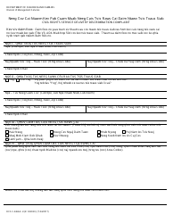 Form DCF-F-2466-E-H Civil Rights Service Delivery Discrimination Complaint - Wisconsin (Hmong)