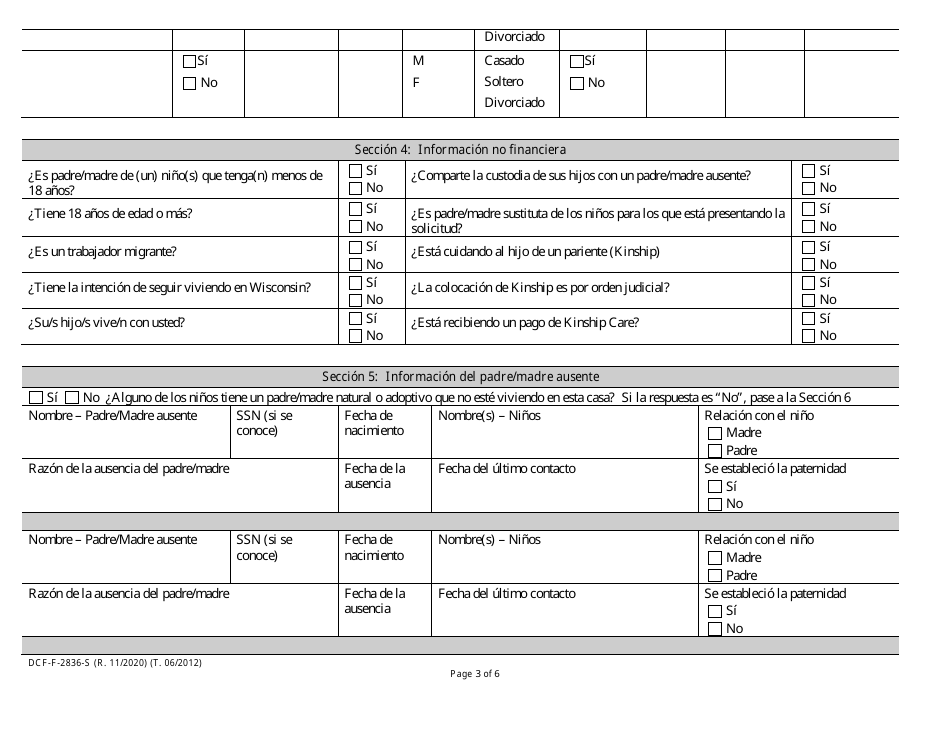 Formulario DCF-F-2836-S Entrevista De Cuidado Infantil De Wisconsin Shares - Wisconsin (Spanish), Page 3