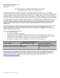 Formulario DCF-F-2835-S Inscripcion Para El Cuidado Infantil Wisconsin Shares - Wisconsin (Spanish)