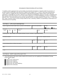 Form DCF-F-419 Rehabilitation Review Application - Wisconsin, Page 2