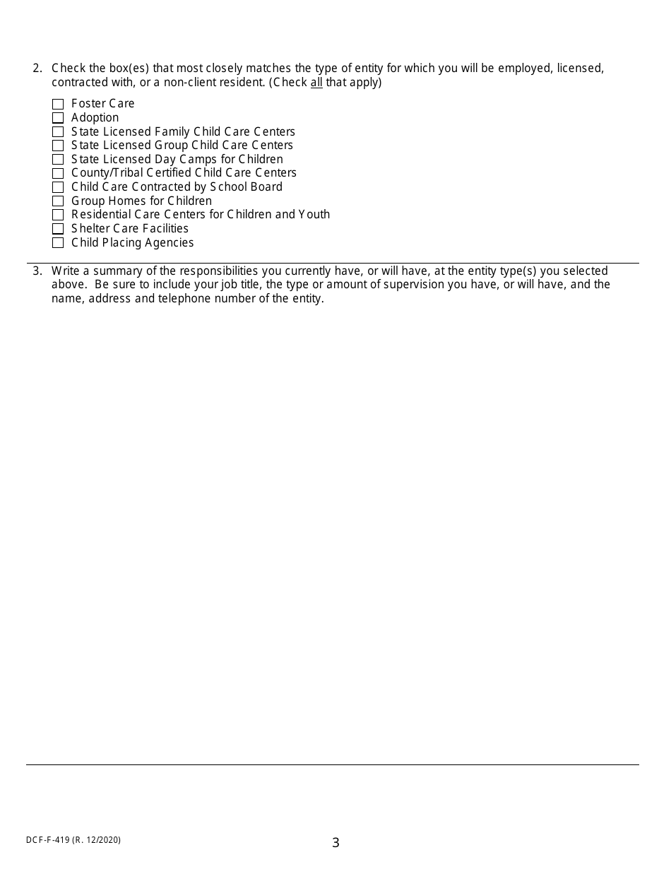 Form DCF-F-419 Rehabilitation Review Application - Wisconsin, Page 3