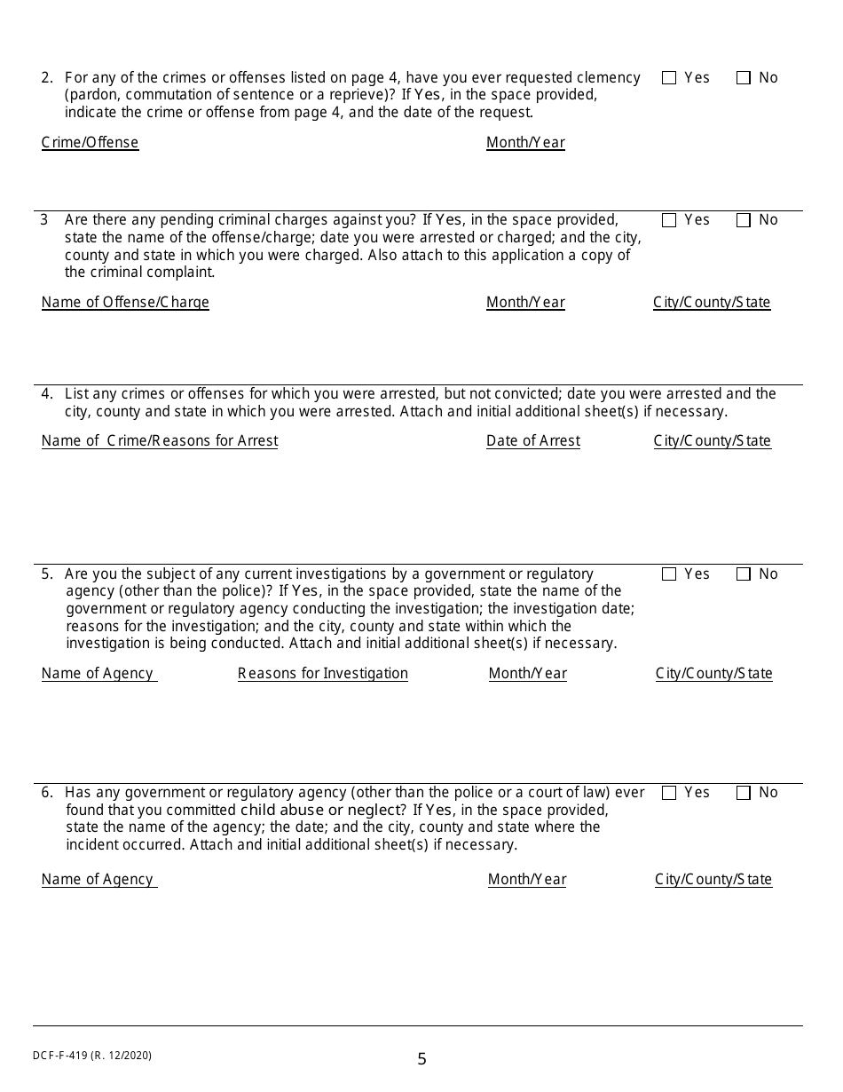 Form DCF-F-419 Rehabilitation Review Application - Wisconsin, Page 5