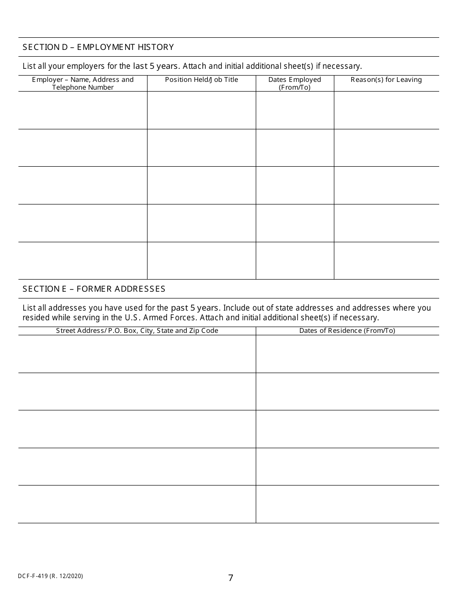 Form DCF-F-419 - Fill Out, Sign Online and Download Printable PDF ...