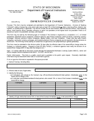 Form DFI/LFS/1000 Owner/Officer Change - Wisconsin