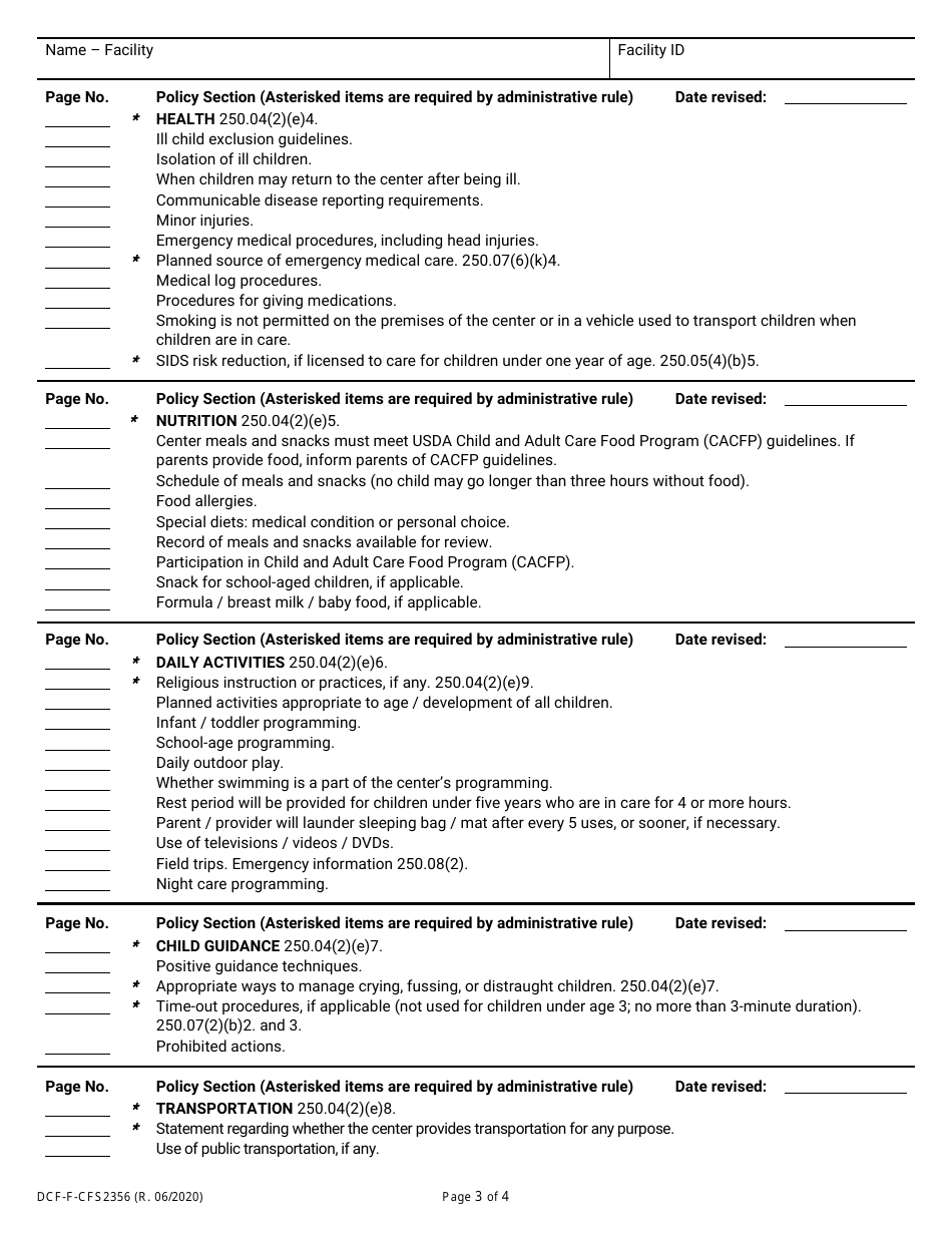 Form DCF-F-CFS2356 - Fill Out, Sign Online and Download Fillable PDF ...