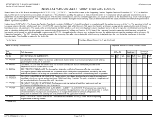 Form DCF-F-CFS2242 Initial Licensing Checklist &quot; Group Child Care Centers - Wisconsin