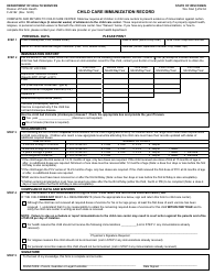 Document preview: Form F-44192 Child Care Immunization Record - Wisconsin