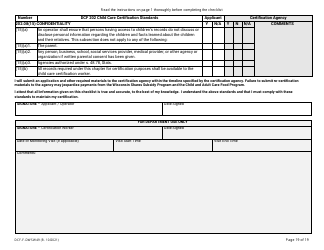 Form DCF-F-DWSW49 Standards and Checklist - Family/In-home Child Care Certification - Wisconsin, Page 19