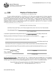 Document preview: Form DFI/CORP/21-B Adoption of Fictitious Name - Wisconsin