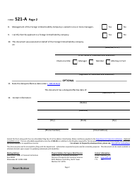 Form DFI/CORP/521-A Foreign Limited Liability Company Application for Amended Certificate of Registration - Wisconsin, Page 2