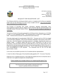 Form DFI/DOS/LR Request for Registrant List - Wisconsin