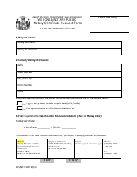 Document preview: Form DFI/NOT/109 Notary Certificate Request Form - Wisconsin