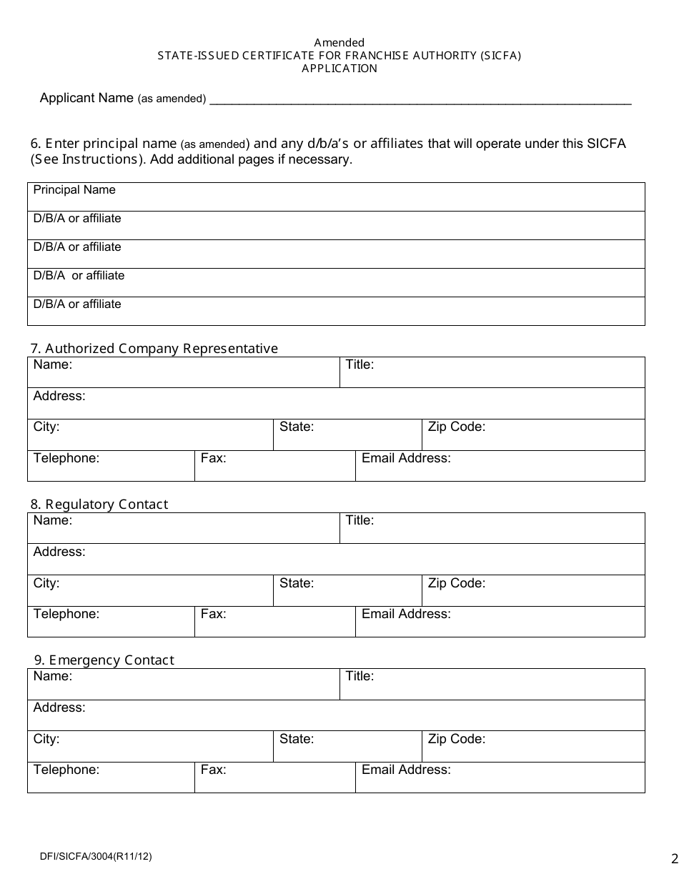 Form DFI/SICFA/3004 - Fill Out, Sign Online and Download Printable PDF ...