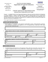 Document preview: Form DFI/BCA/300 Credit Services Organization Registration Application - Wisconsin
