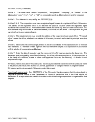 Form DFI/CORP/128 Foreign Non-stock Corporation Articles of Domestication - Wisconsin, Page 3