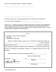 Form DFI/CORP/128 Foreign Non-stock Corporation Articles of Domestication - Wisconsin, Page 4