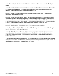 Form DFI/CORP/202 Articles of Incorporation - Cooperative - Wisconsin, Page 5