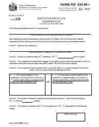 Form DFI/CORP/208 &quot;Restated Articles of Incorporation - Cooperative&quot; - Wisconsin