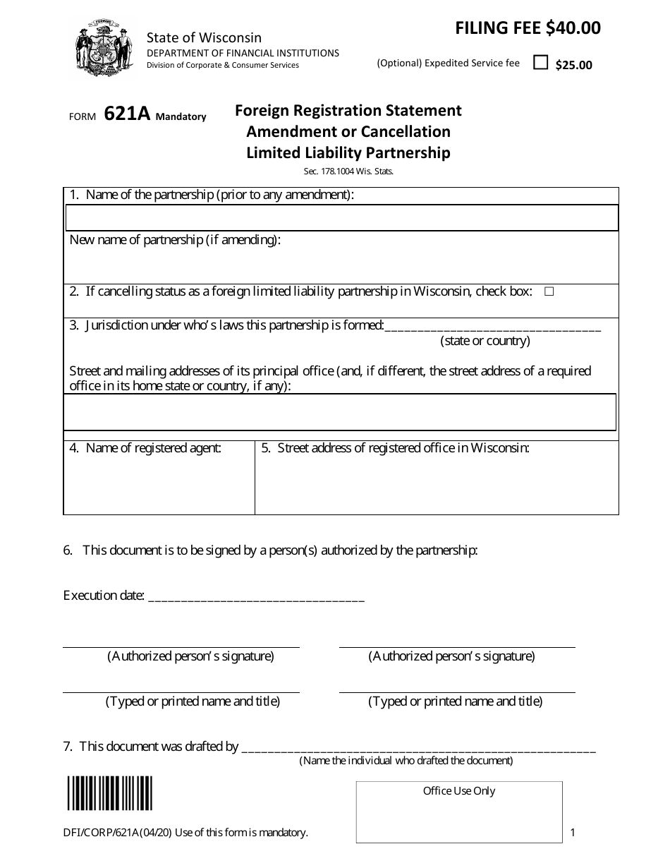 Form DFI/CORP/621A - Fill Out, Sign Online and Download Fillable PDF ...
