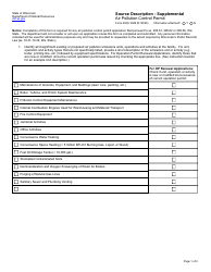 Form 4530-102B Source Description - Supplemental Air Pollution Control Permit - Wisconsin