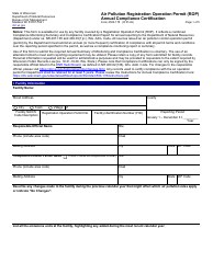 Document preview: Form 4530-178 Air Pollution Registration Operation Permit (Rop) Annual Compliance Certification - Wisconsin